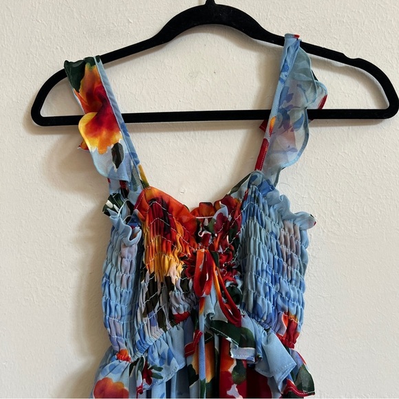 MISA Los Angeles Dress Blue Multi Floral - Picture 3 of 8